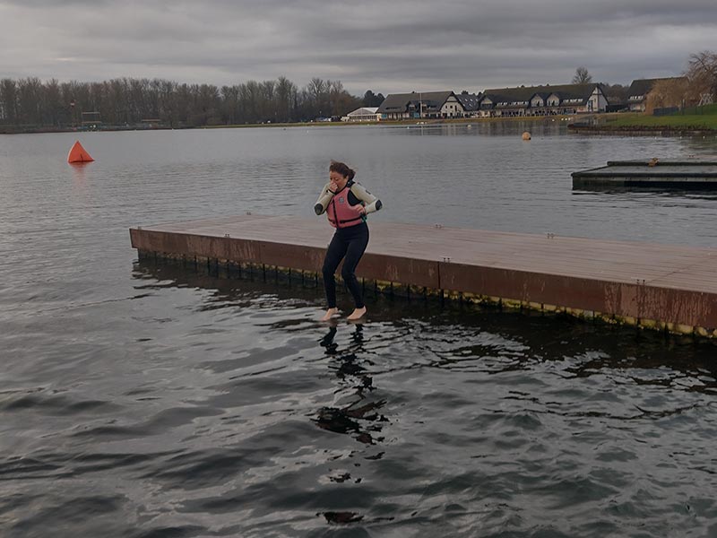 Lorraine Cheney - Willen Lake plunge for Samuels Charity