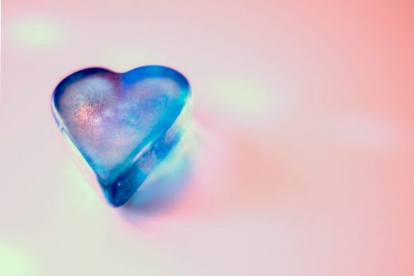 Shiny blue and pink love heart